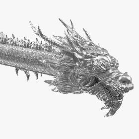 3D Silver Chinese Dragon Rigged for Cinema 4D model